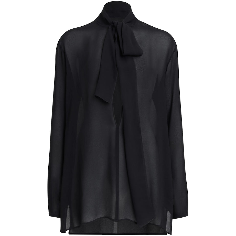 Alaïa Black Georgette Pussybow Blouse