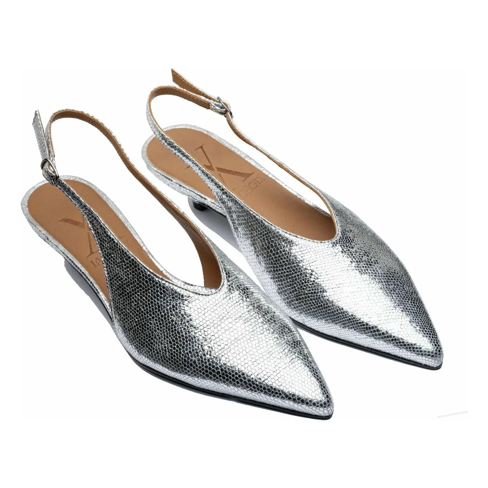 Lachoix - Metallic Heel Slingback | Silver