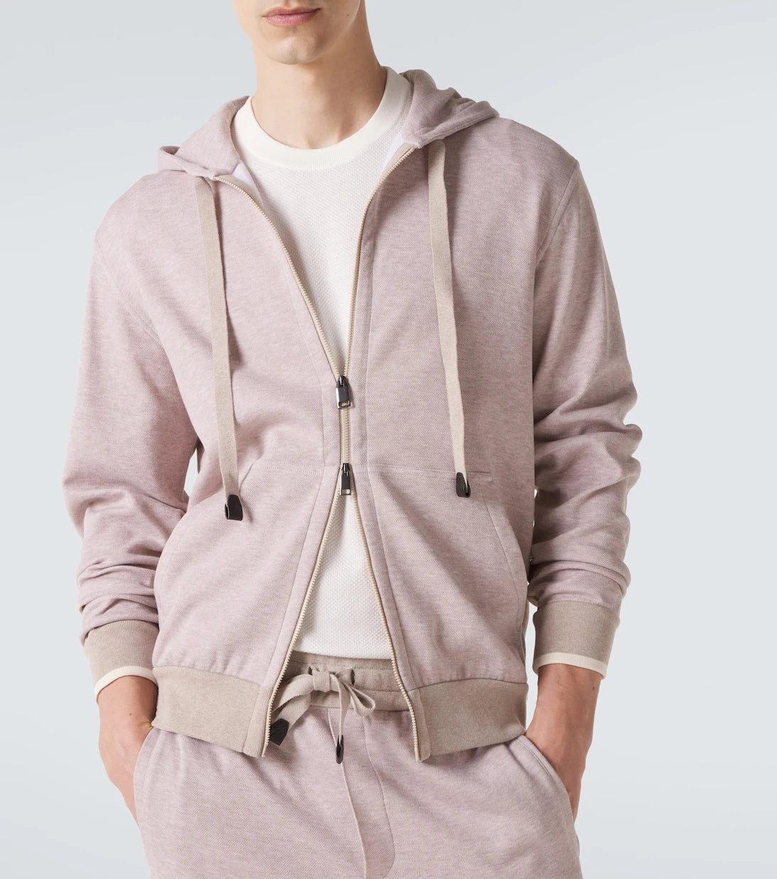 Brioni - Cotton-blend zip-up hoodie