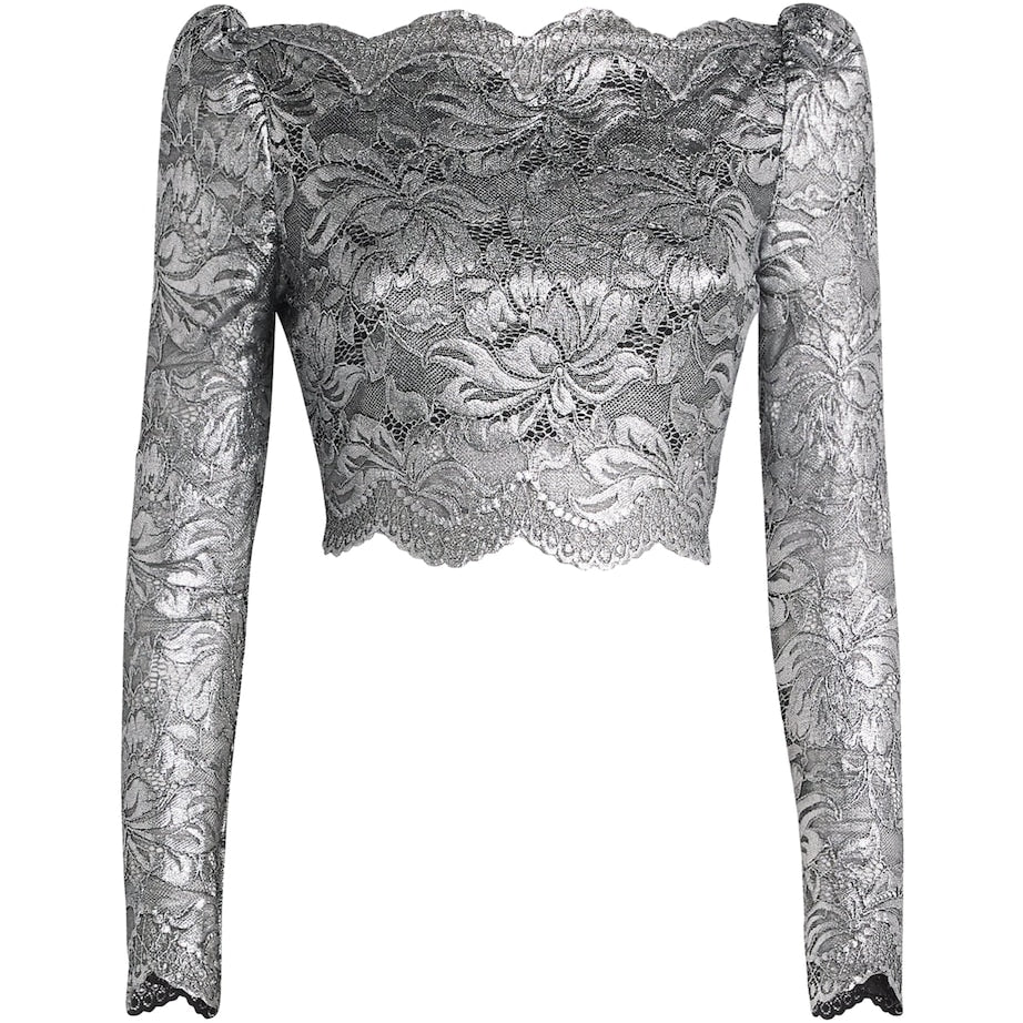 Paco Rabanne Silver Lace Crop Top