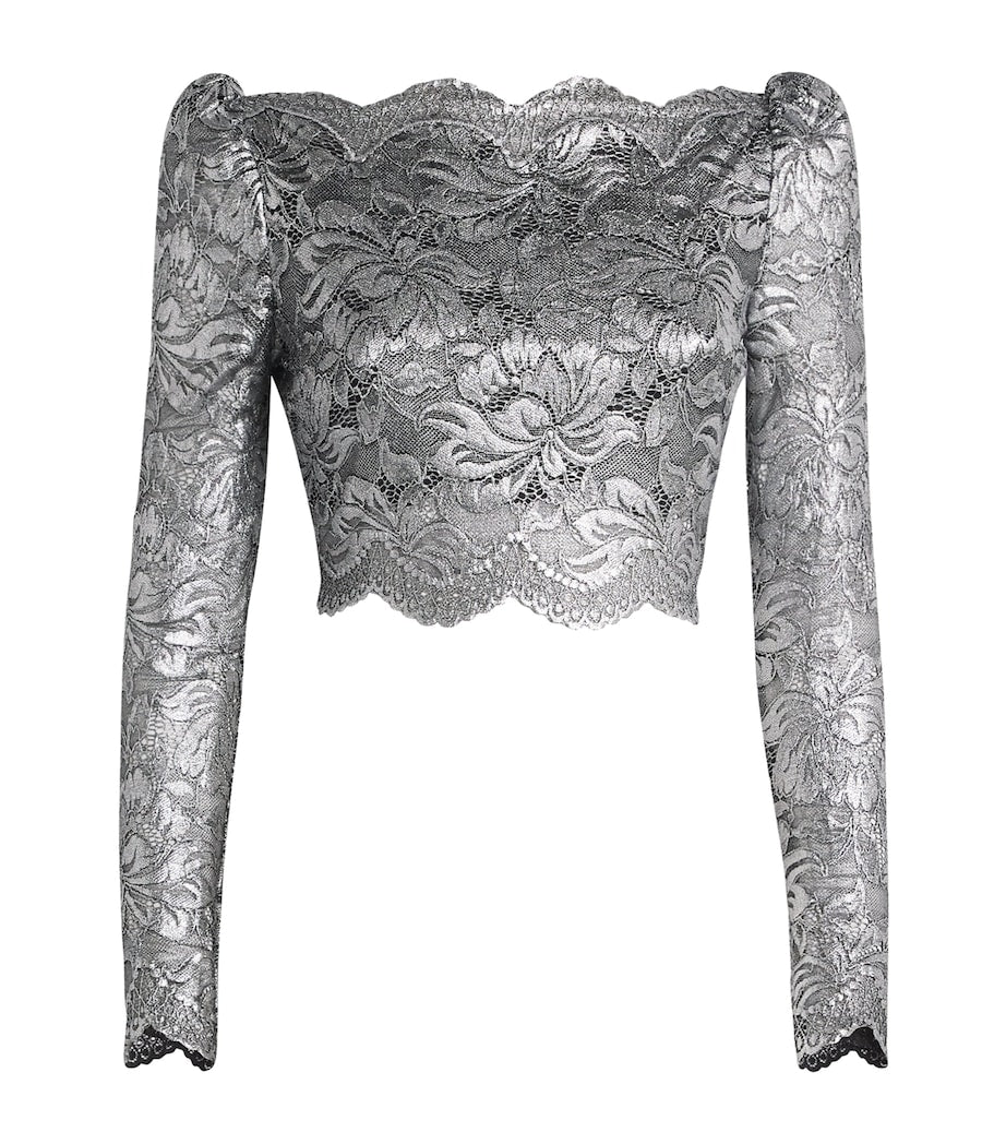 Paco Rabanne Silver Lace Crop Top