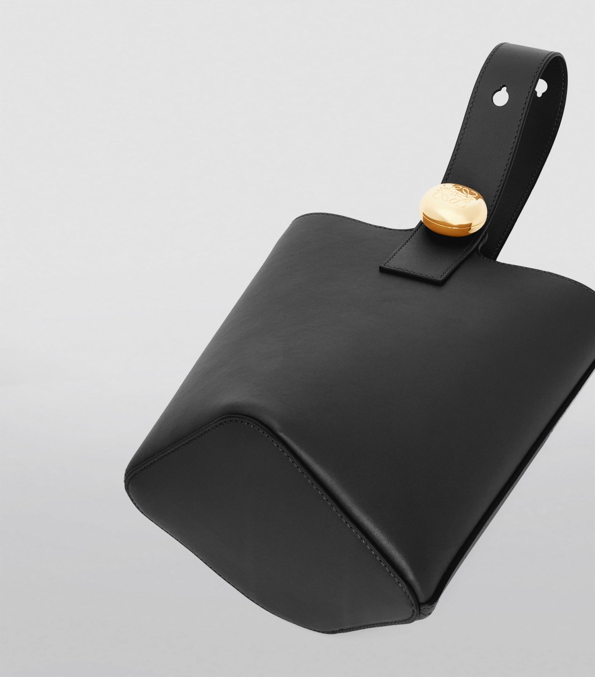 LOEWE Black Mini Leather Pebble Bucket Bag