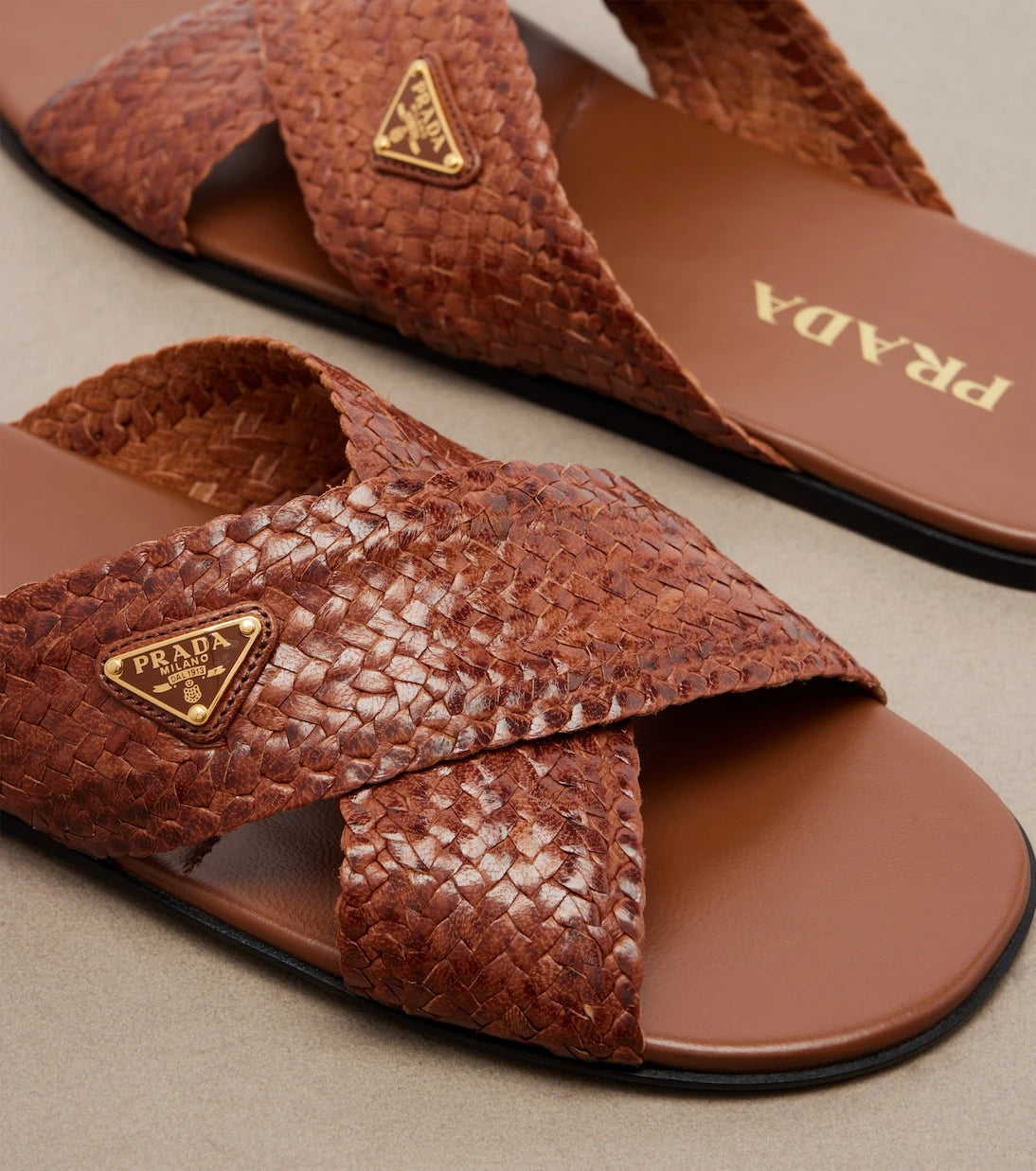 Prada - Woven leather slides