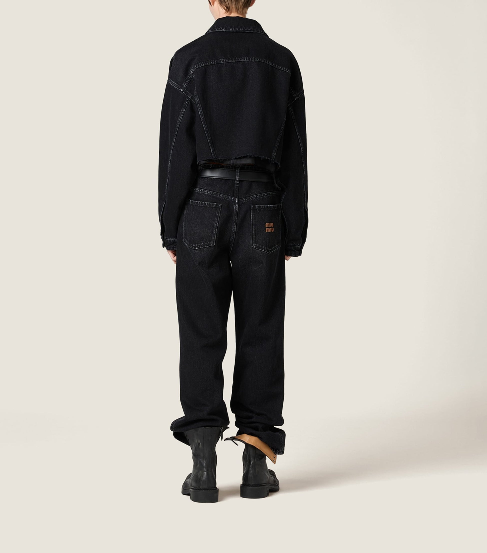 Miu Miu Black Raw-Hem Denim Jacket