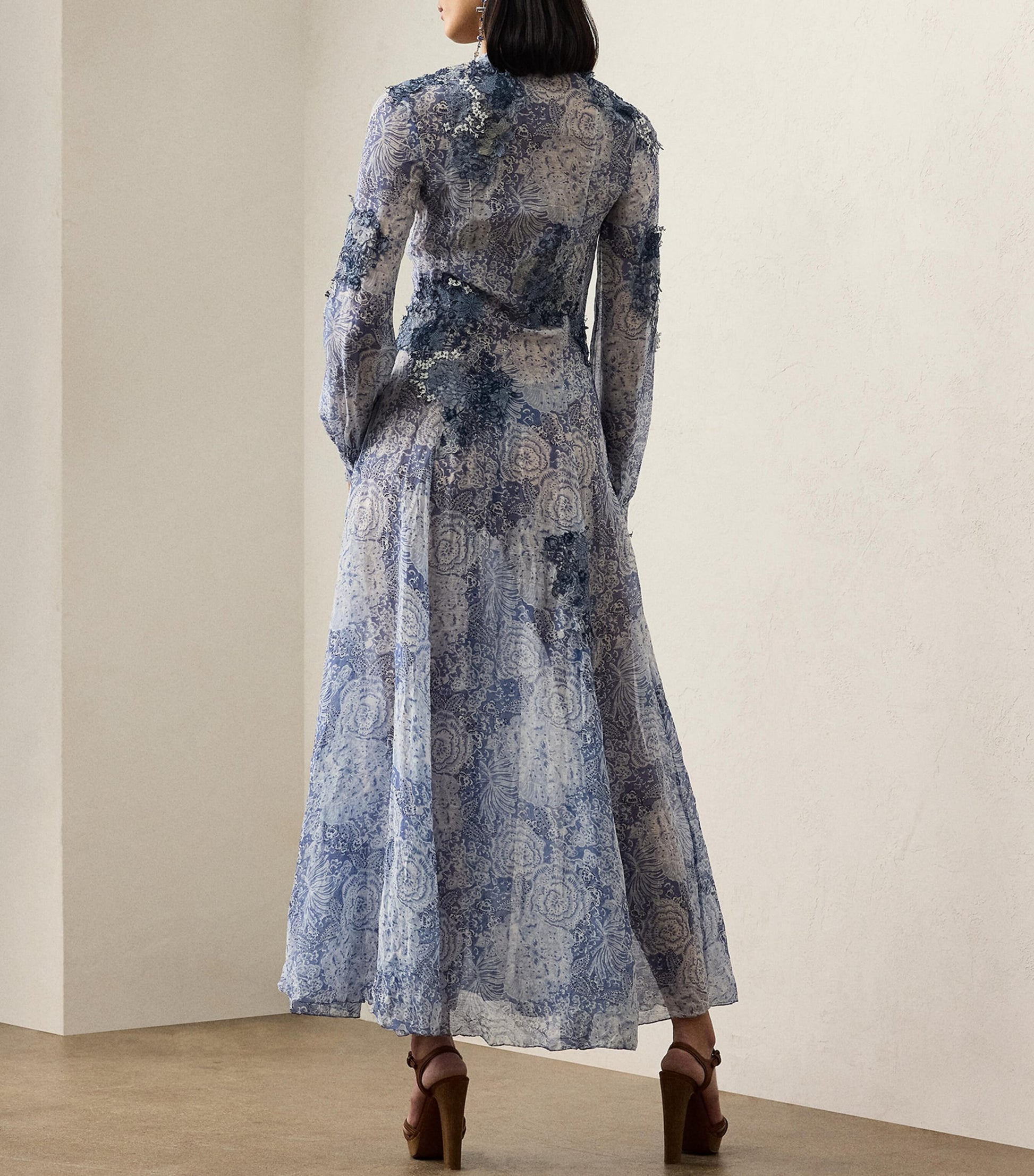 Ralph Lauren Collection Navy Linen-Silk Hannes Dress