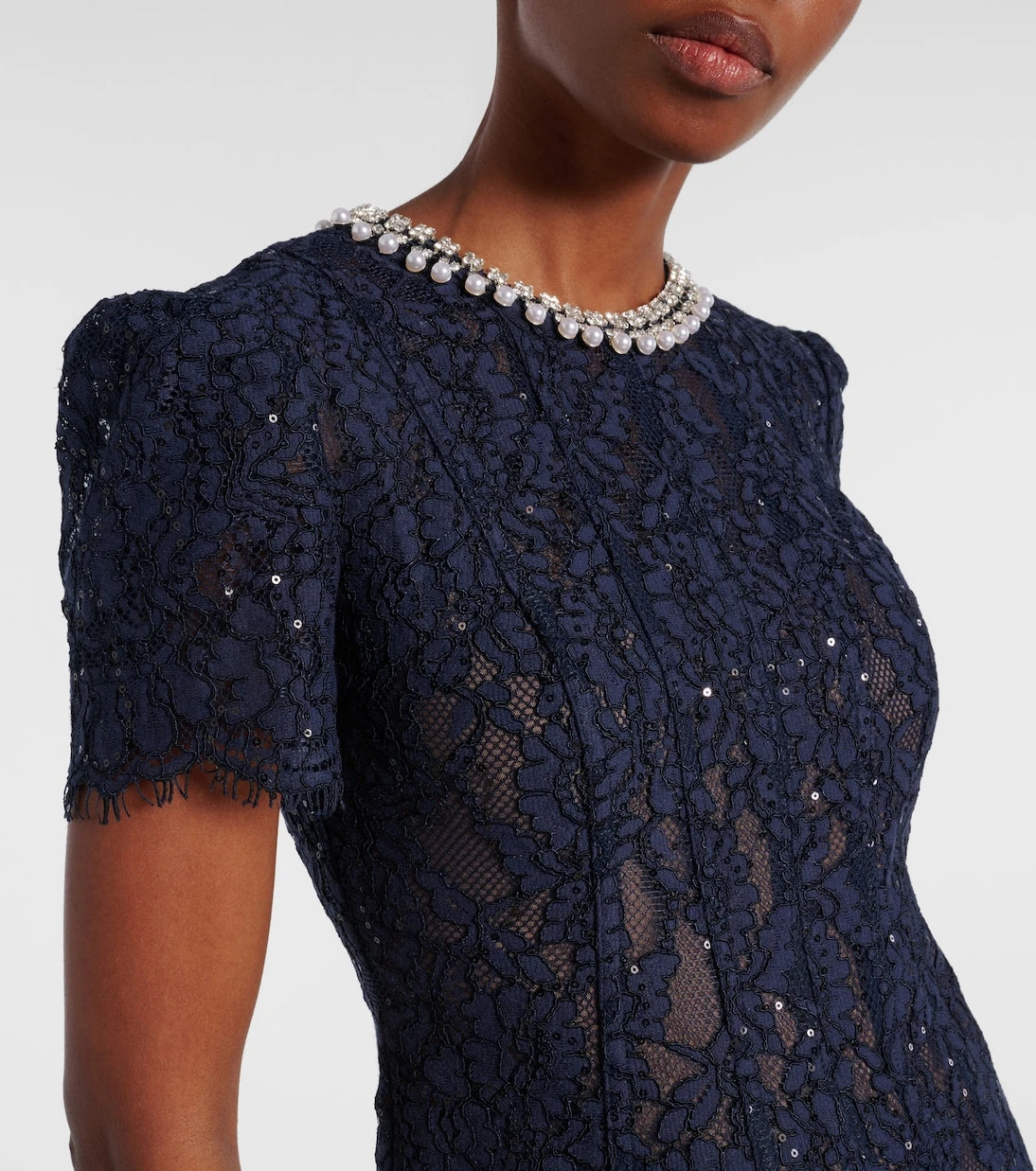 Self-Portrait - Embellished lace midi dress