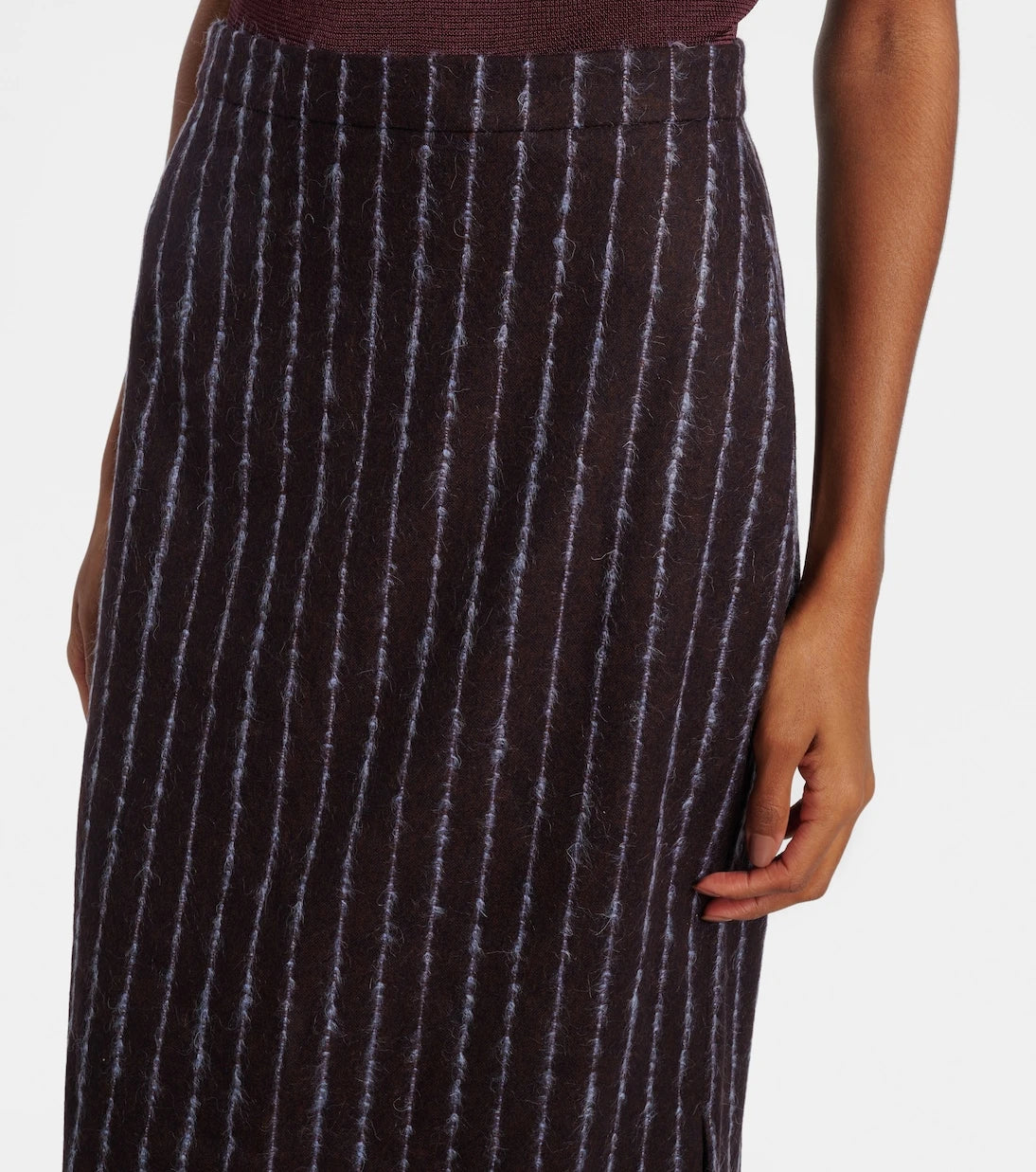 Erdem - Pinstripe wool and mohair pencil skirt