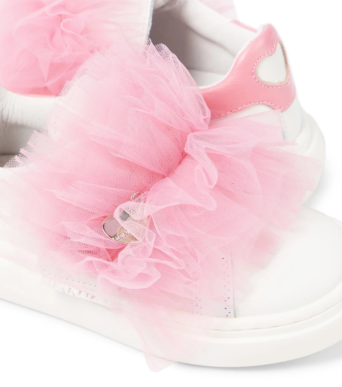 Monnalisa - Appliqué leather and tulle sneakers