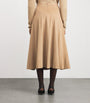Beige Camel Wool Midi Skirt