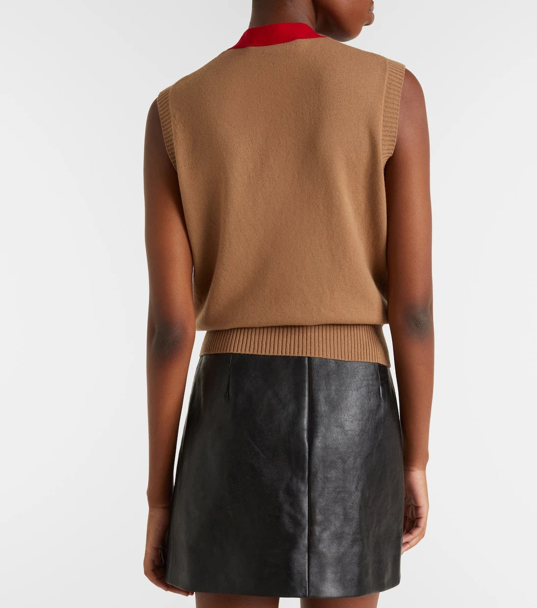 Gucci - Web Stripe tie-neck cashmere top