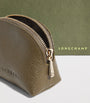 Longchamp Green Leather Le Foulonné Coin Purse