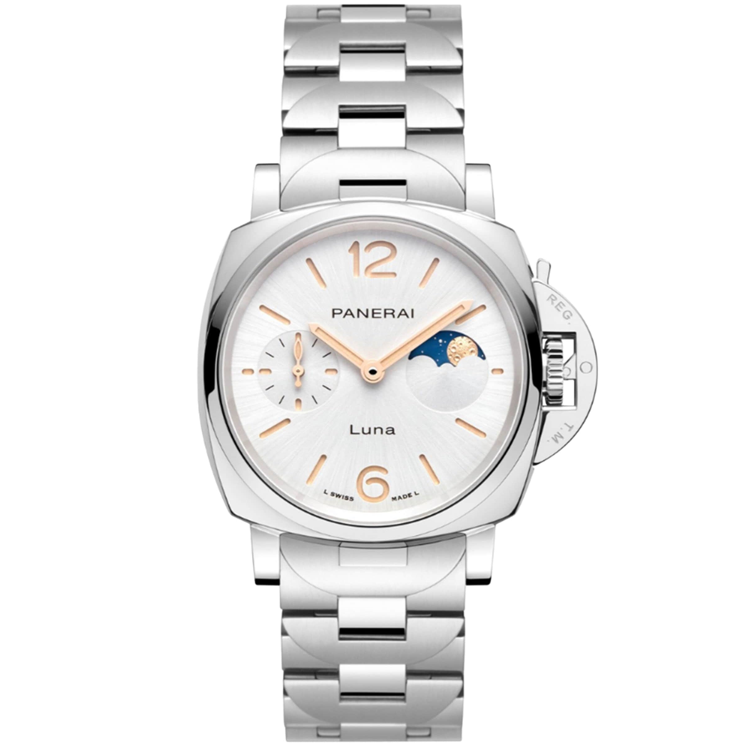 Stainless Steel Luminor Due Luna Watch 38mm