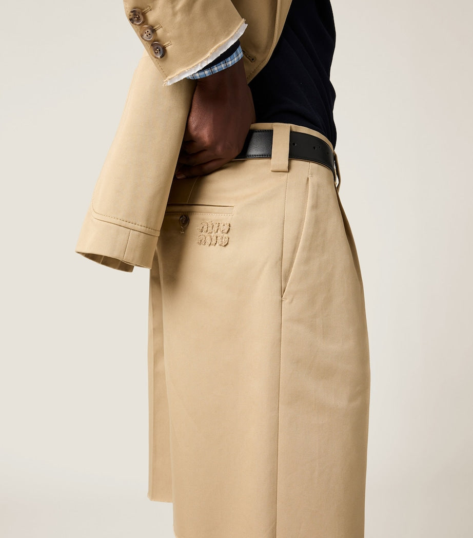 Miu Miu Neutral Cotton Bermuda Shorts