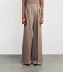 Max Mara Beige Stretch-Cashmere Wide-Leg Trousers