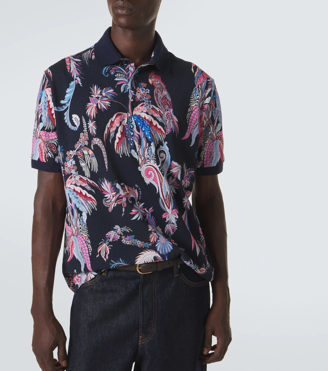 Etro - Printed cotton piqué polo shirt