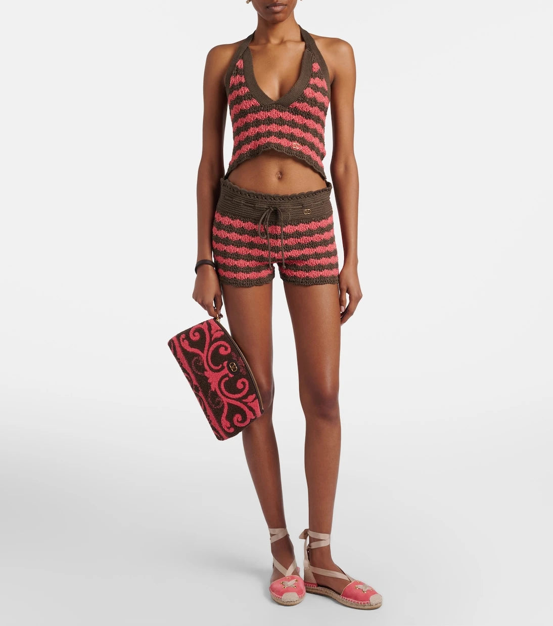Valentino - Striped knitted cotton crop top