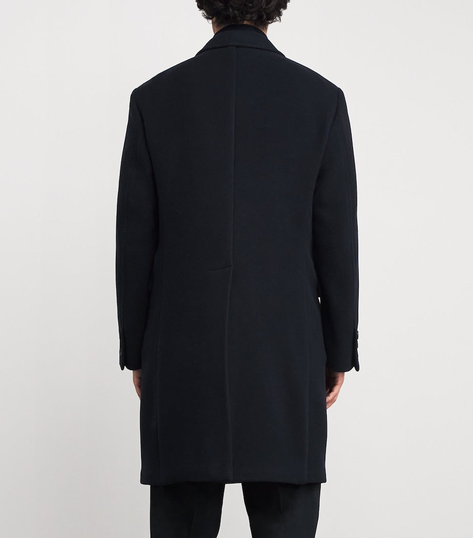 Blue Double-Breasted Overcoat