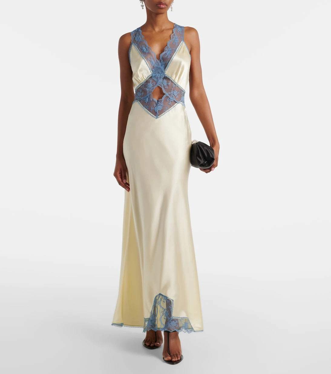 SIR - Lace-trimmed silk maxi dress