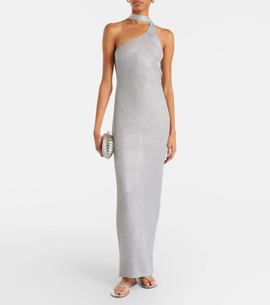 Bananhot - Aretha sequined one-shoulder maxi dress