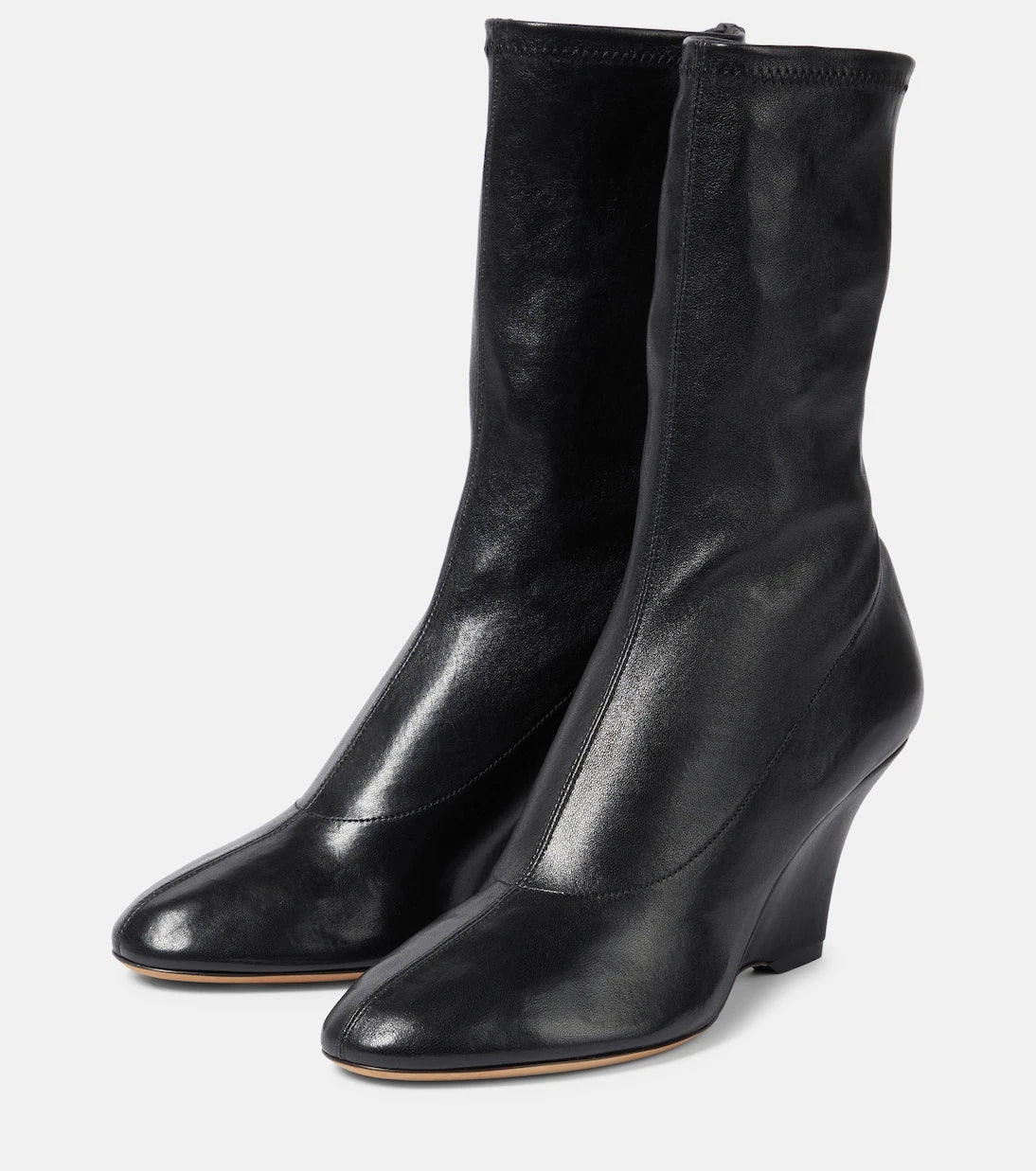 Khaite - Apollo wedge leather ankle boots