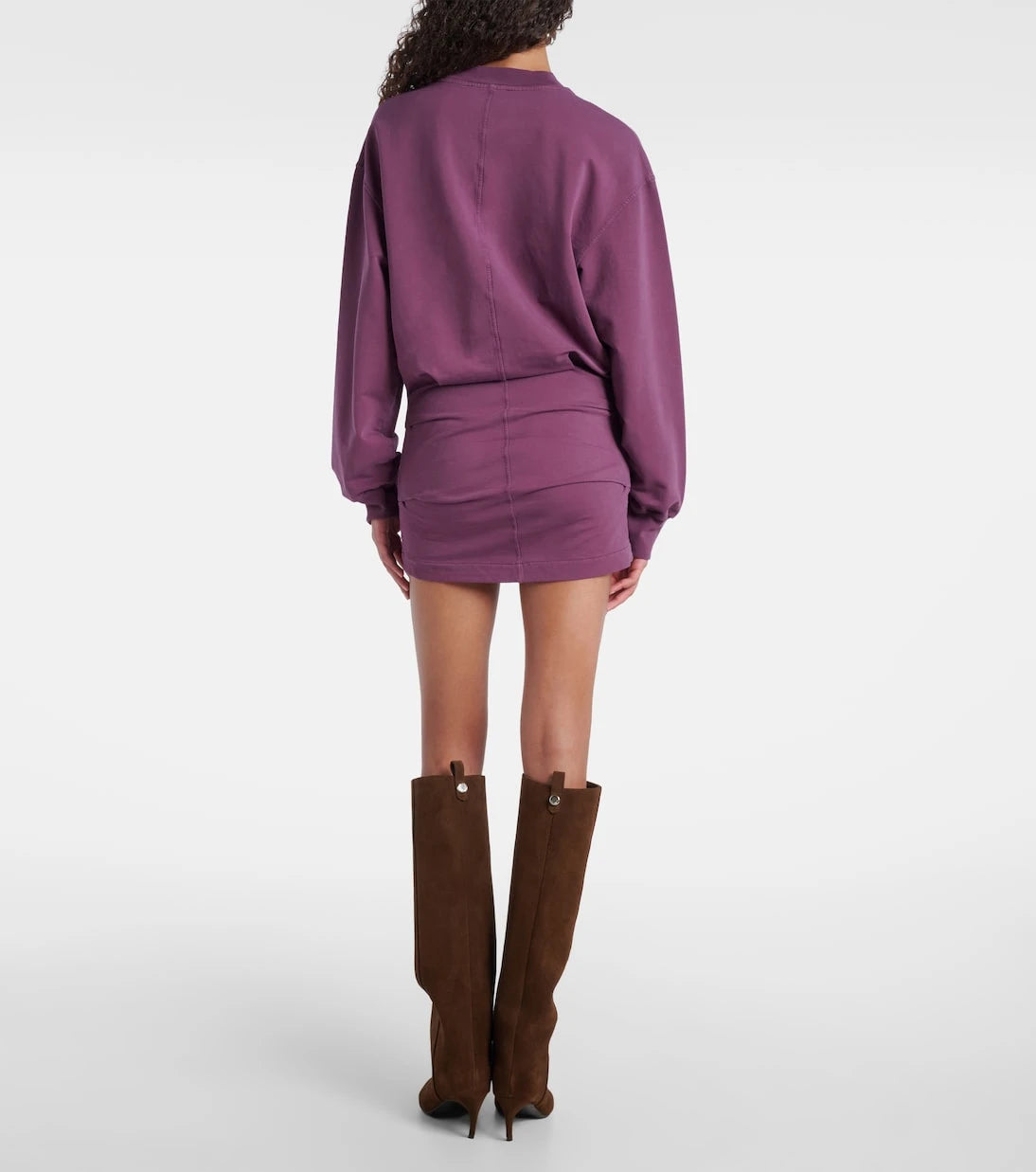The Attico - Ruched cotton-blend fleece minidress