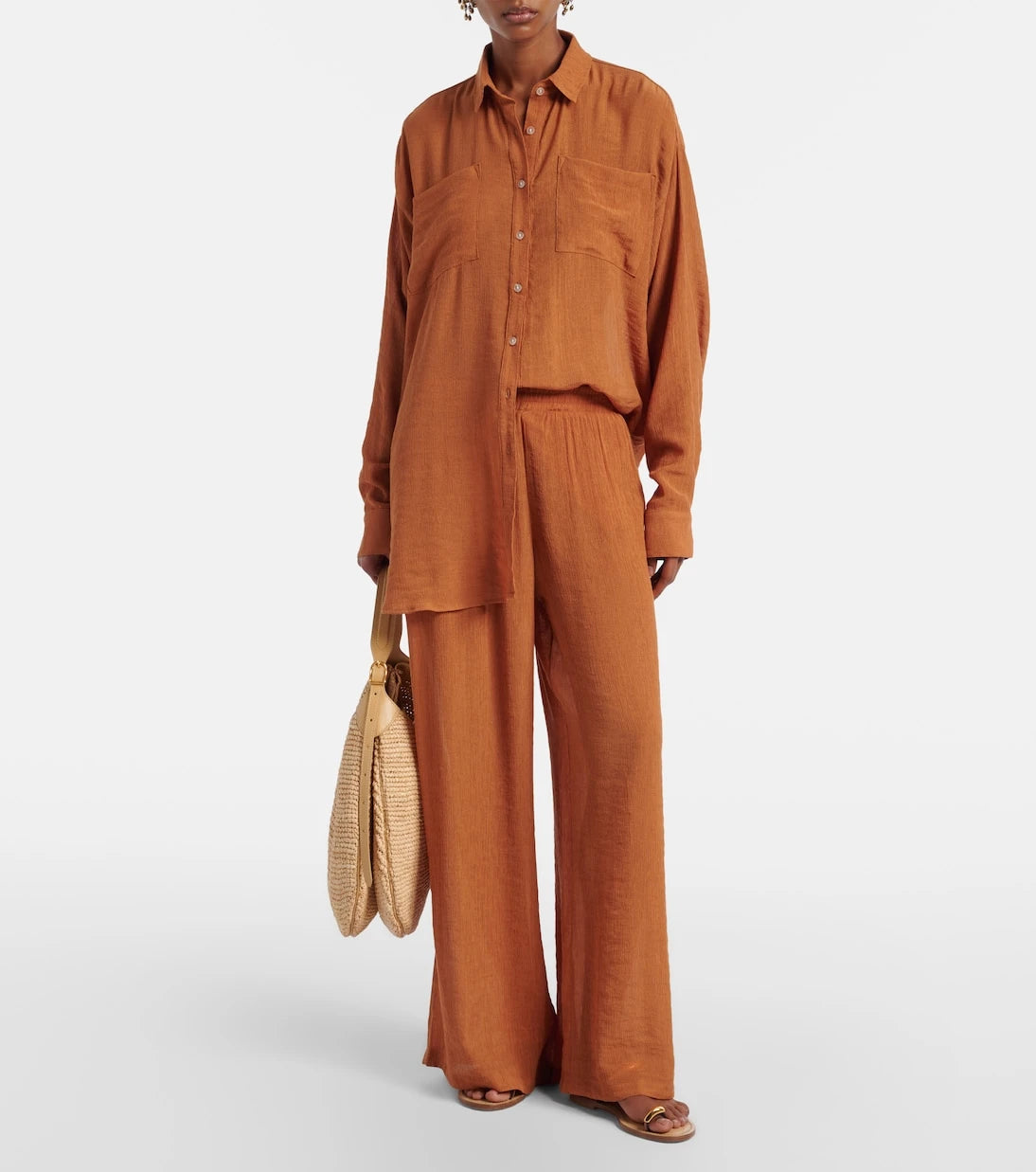 Jade Swim - Mika seersucker wide-leg pants