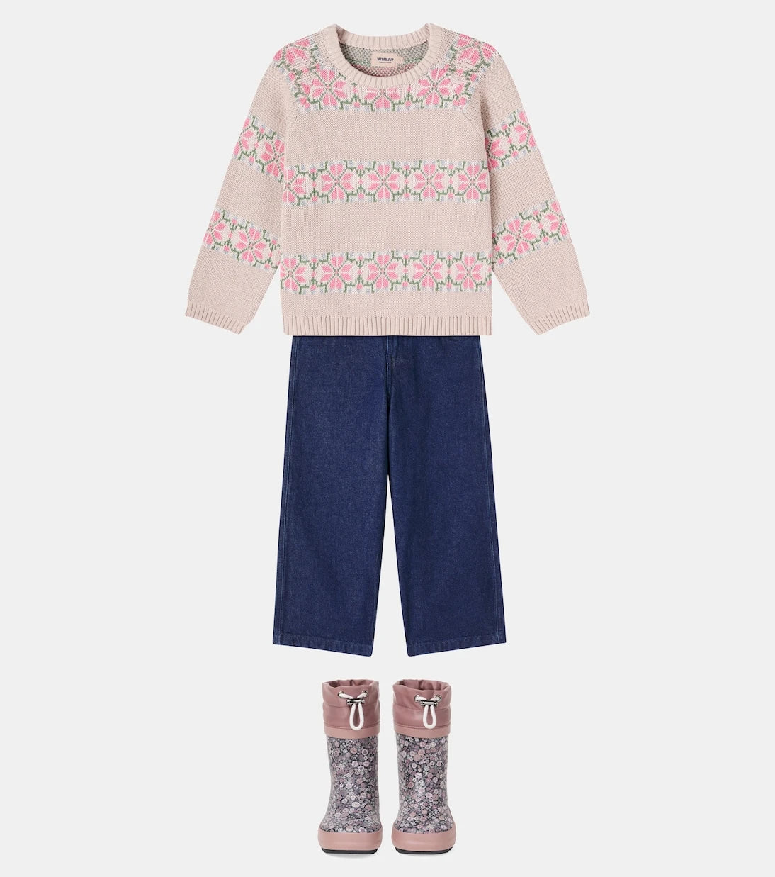 Wheat - Floral rain boots