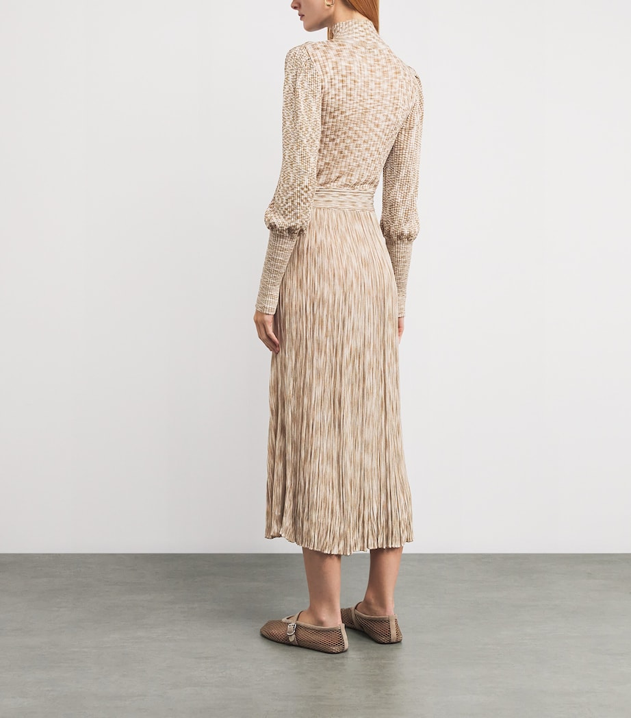 VALENTI Beige Knitted Saoirse Midi Dress