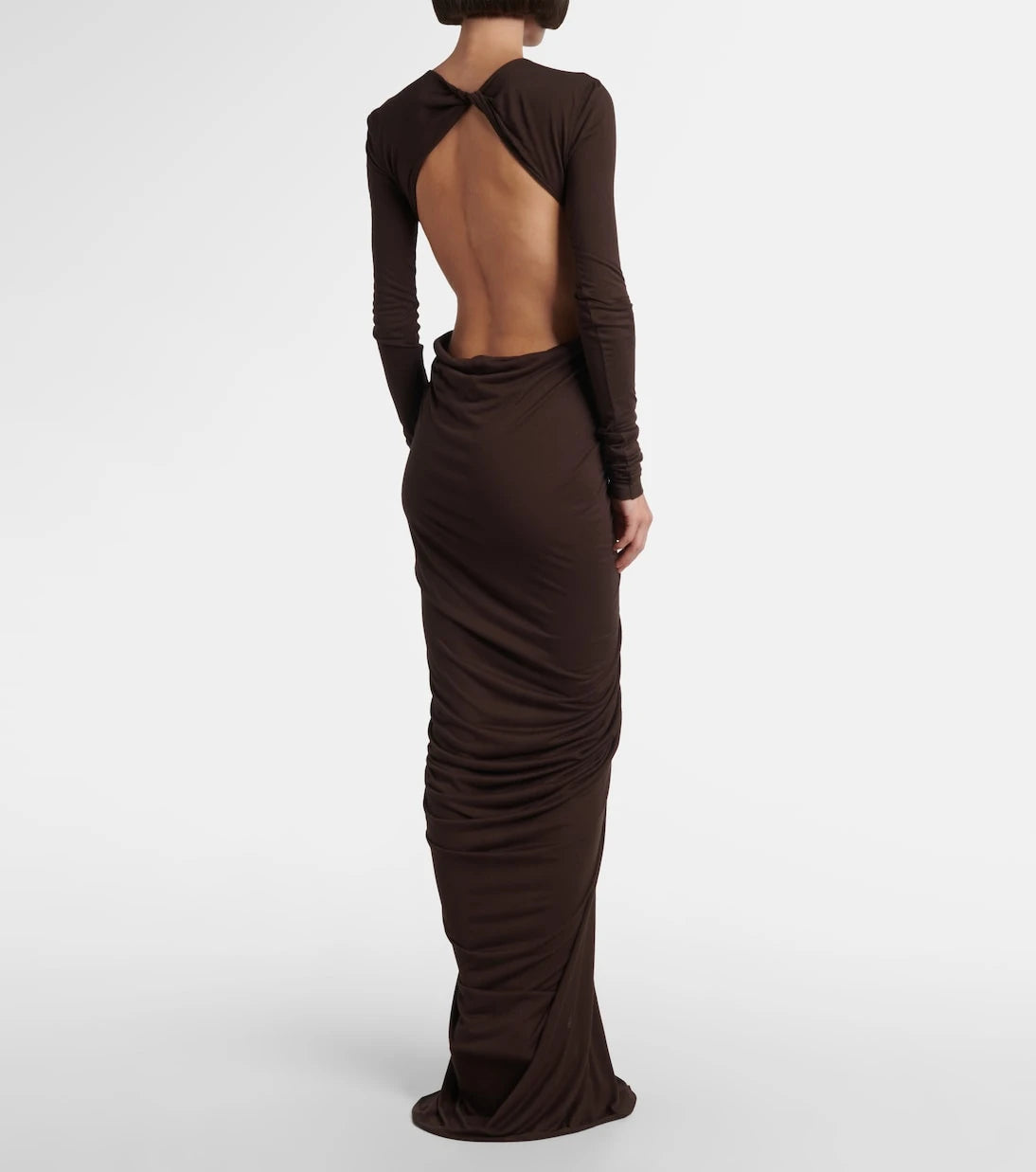 Rick Owens - Poppy LS ruched open-back jersey gown