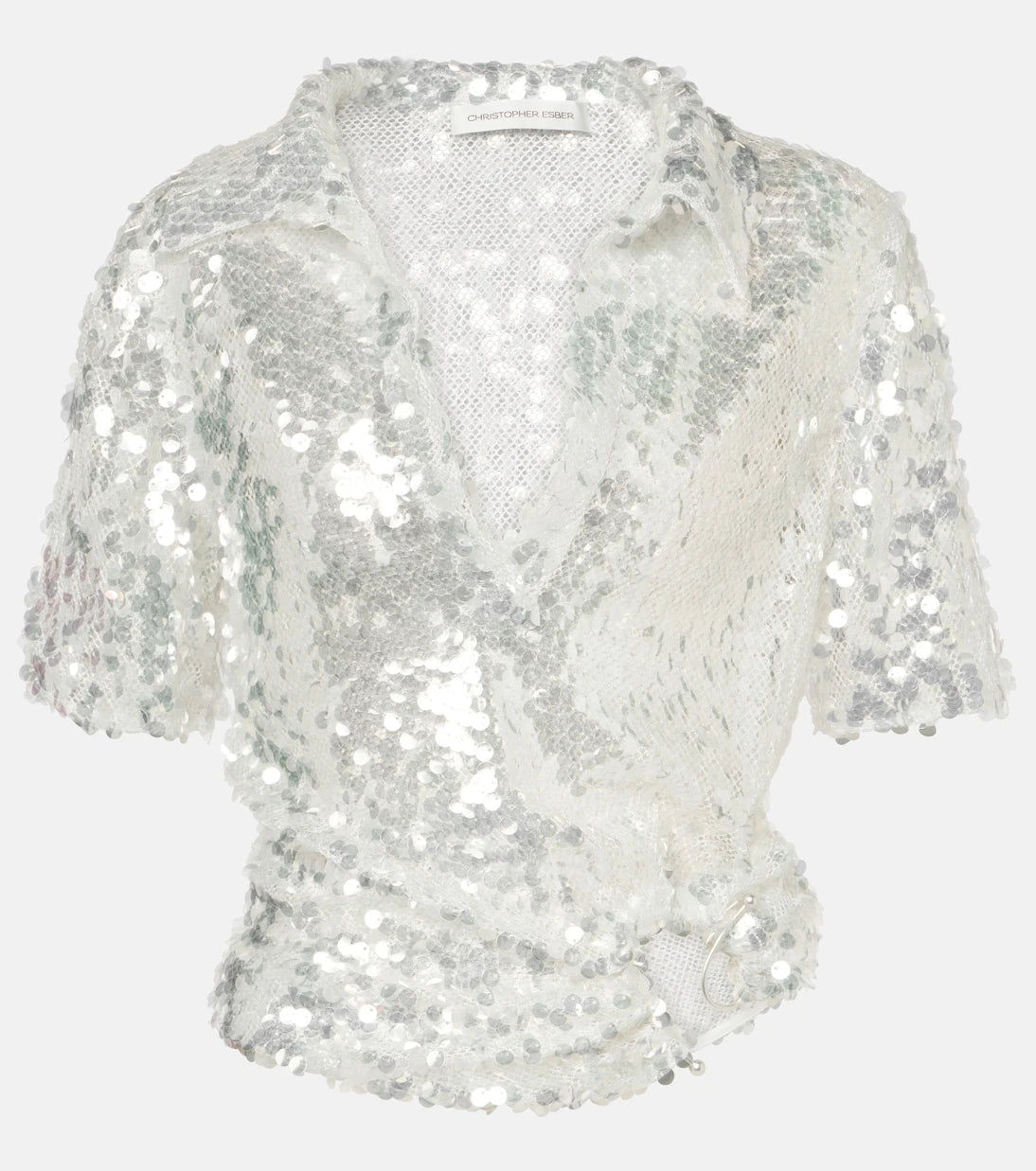Christopher Esber - Sequined semi-sheer polo shirt
