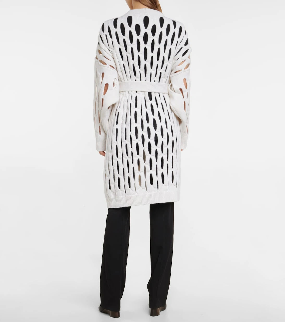 Alaïa - كارديجان من الصوف البكر المحبوك بفتحات