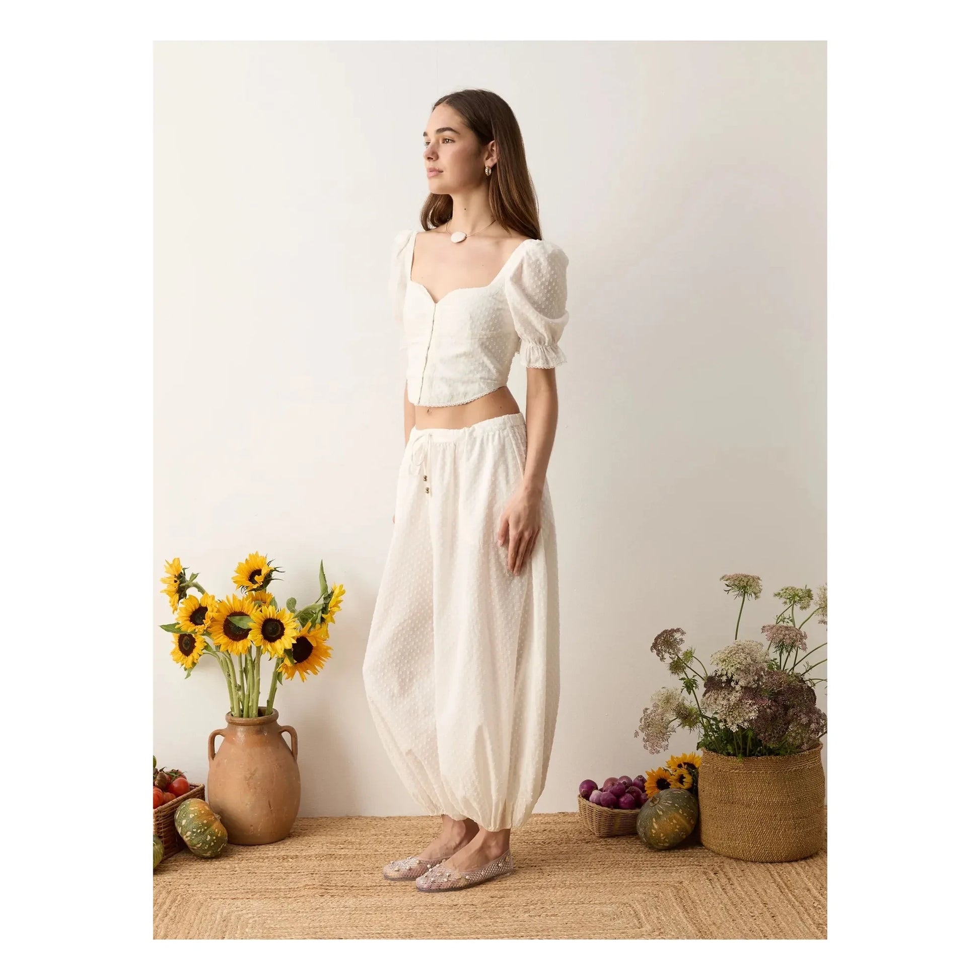 Boteh - Balloon Serenia Cotton pants | White