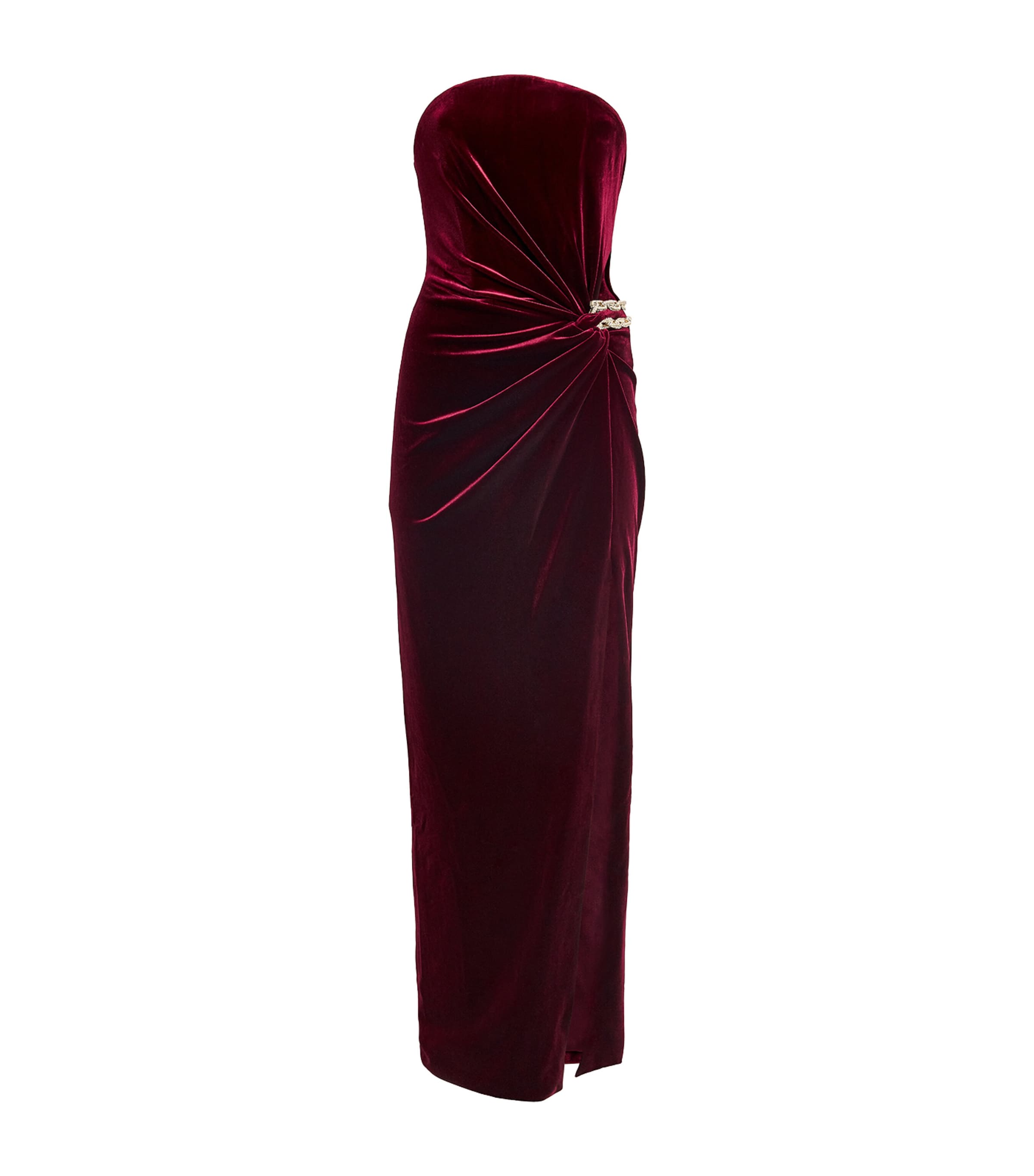 Self-Portrait Burgundy Velvet Strapless Maxi Dress