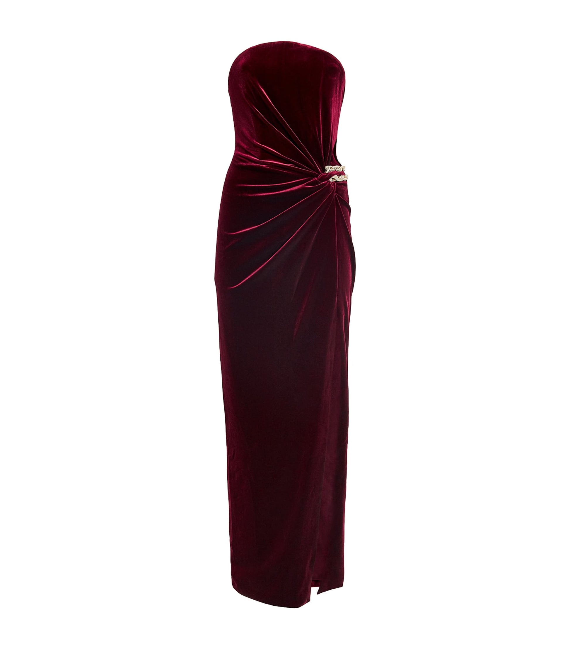 Self-Portrait Burgundy Velvet Strapless Maxi Dress