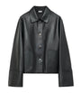 LOEWE Black Leather Collared Jacket