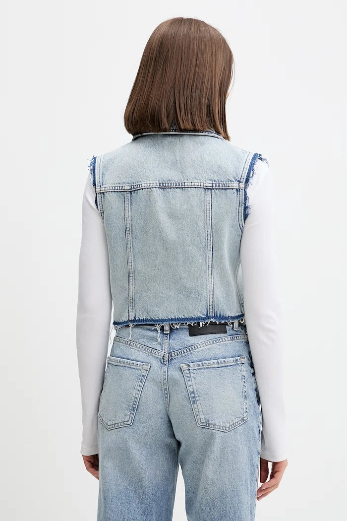 HUGO Blue Kadın Denim Tek Düğmeli Yelek Garis_B