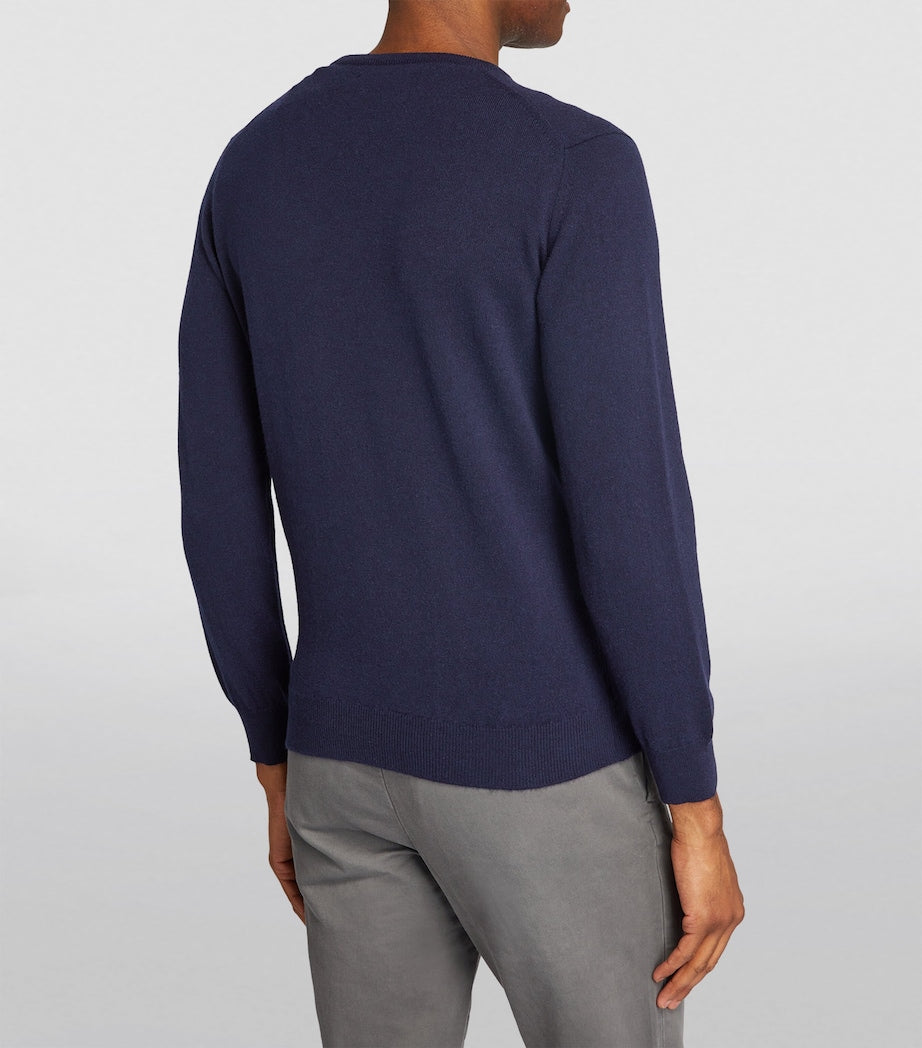 Navy Cashmere Crew-Neck Sweater