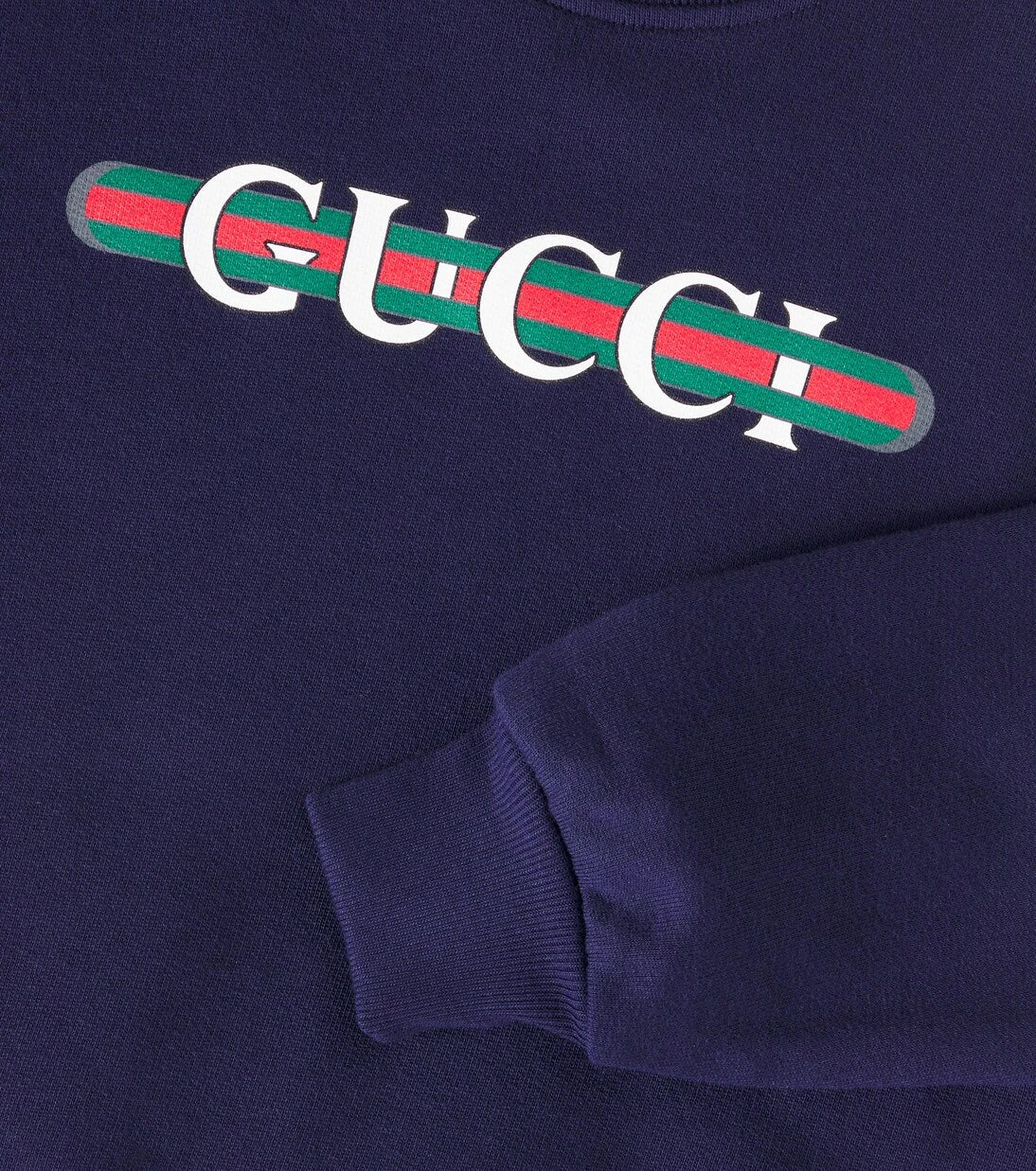 Gucci Kids - سويت شيرت من القطن الجيرسيه مزين بشعار خطوط ويب