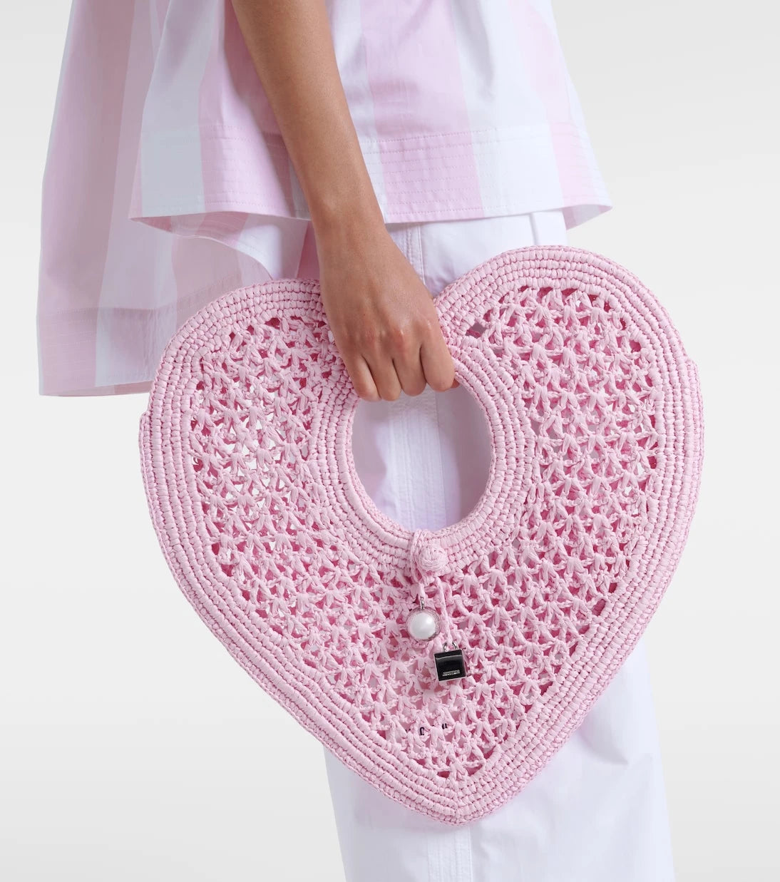 Jacquemus - Spiaggia Coeur Small raffia top-handle bag