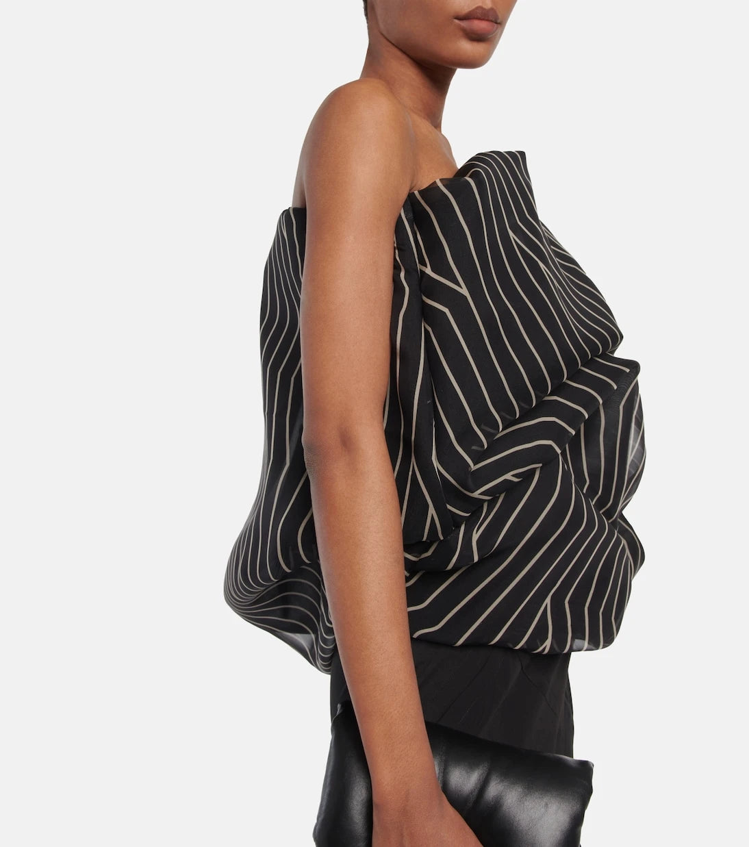 Rick Owens - Striped strapless silk top