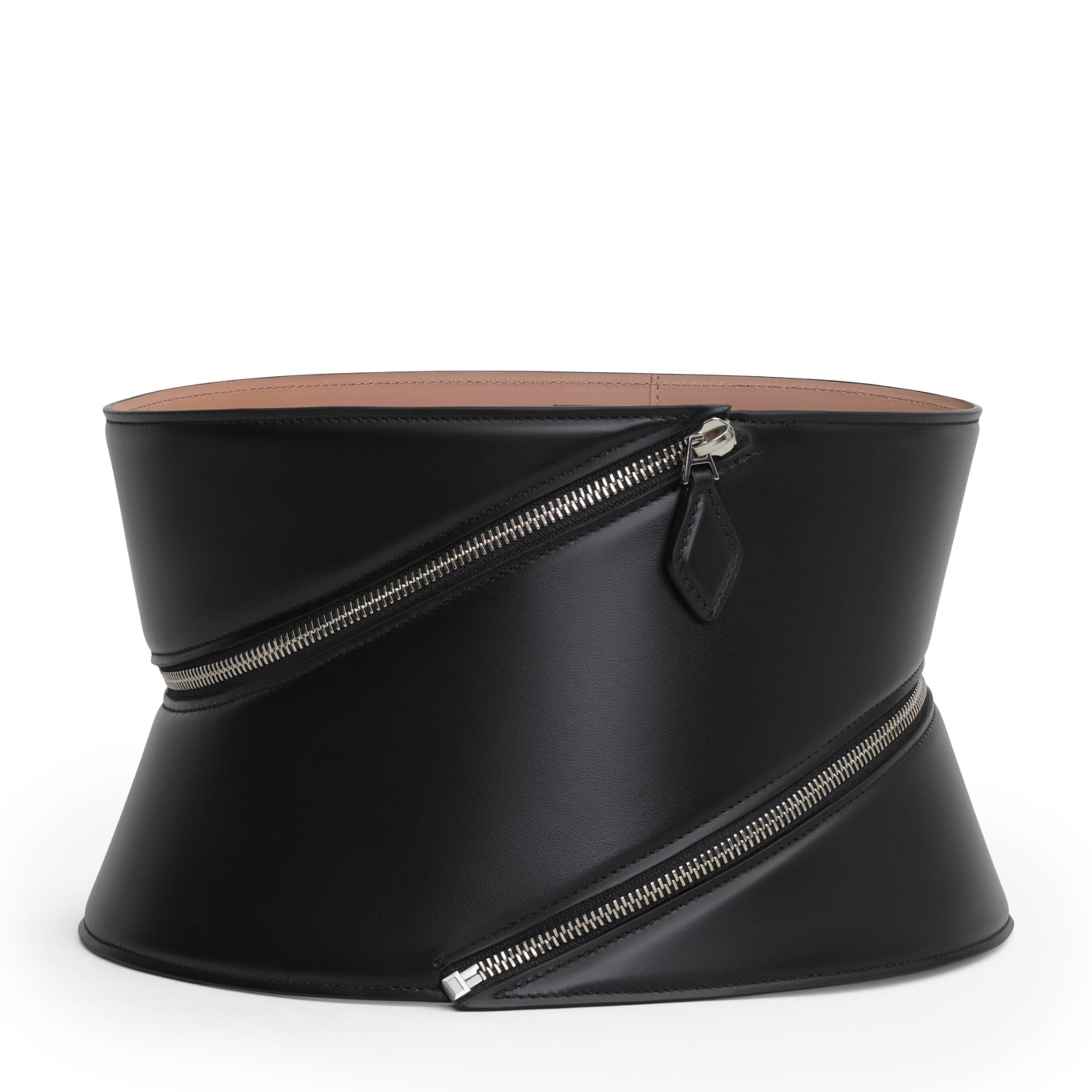 Black Spiral-Zip Corset Belt