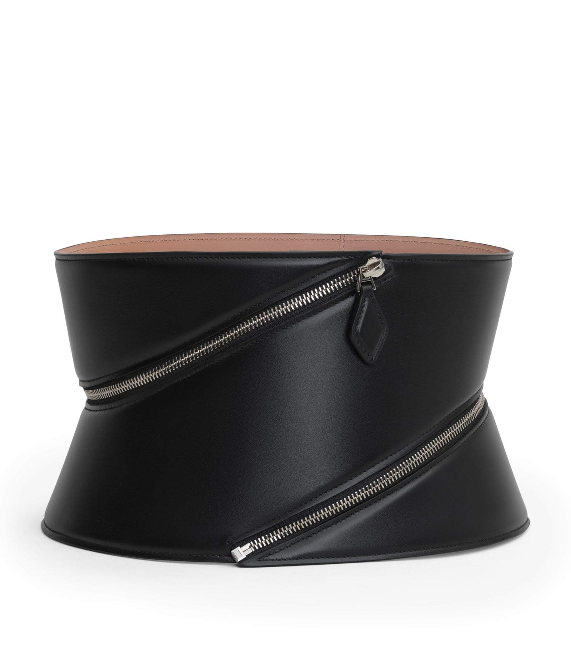 Black Spiral-Zip Corset Belt