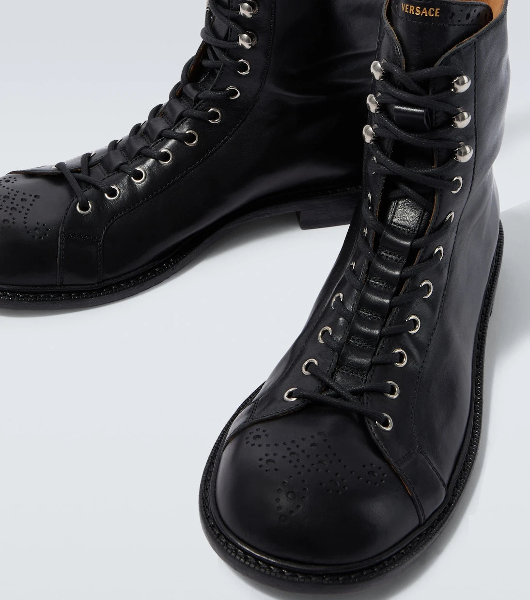 Versace - Billy perforated leather combat boots