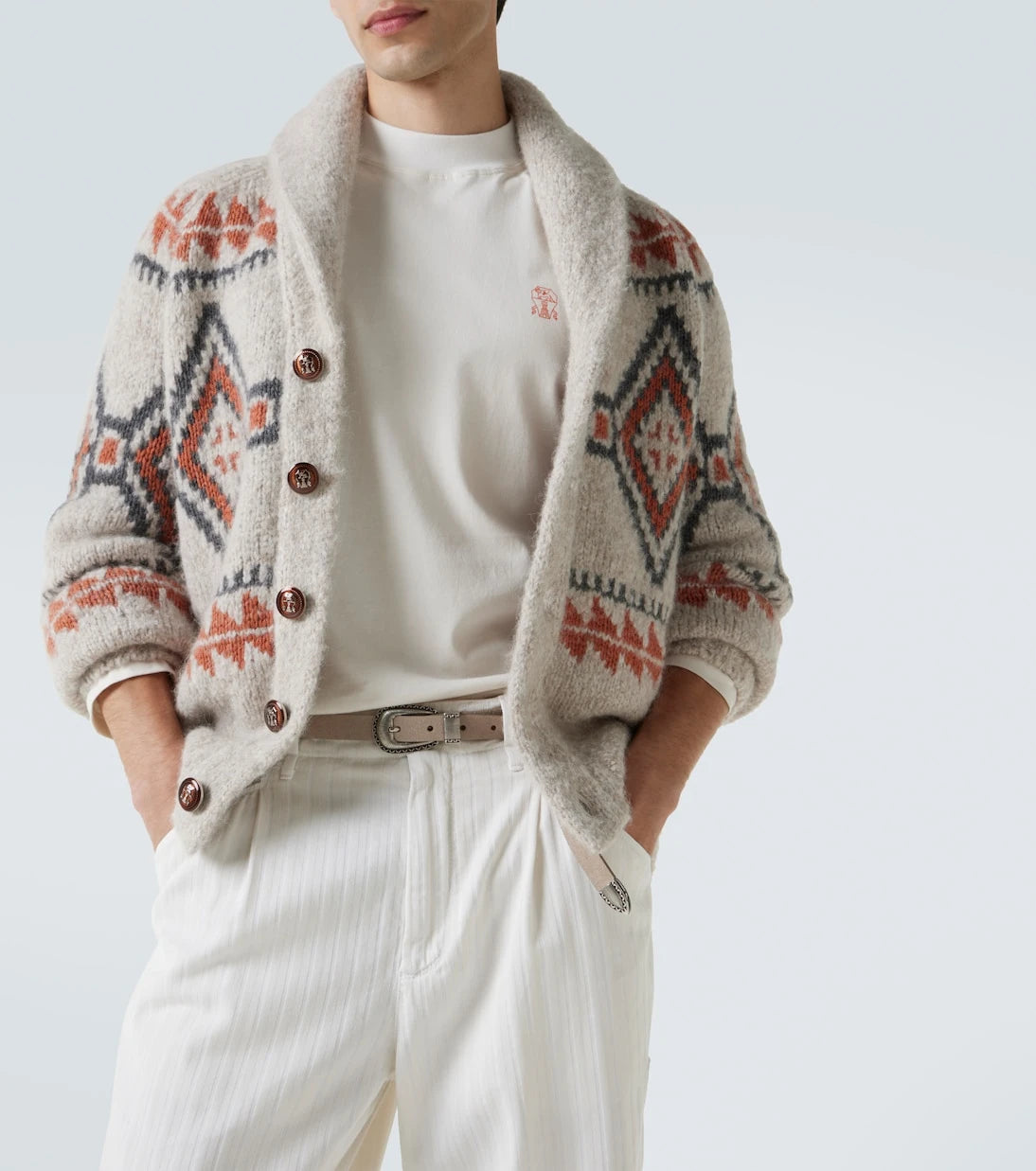 Brunello Cucinelli - تي شيرت قطني بشعار العلامة