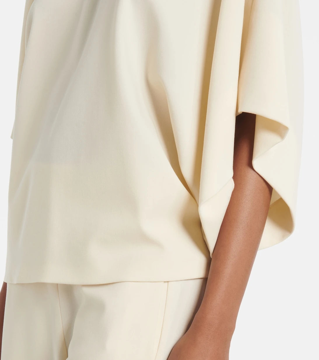 Fforme - Tenley draped wool-blend crêpe top