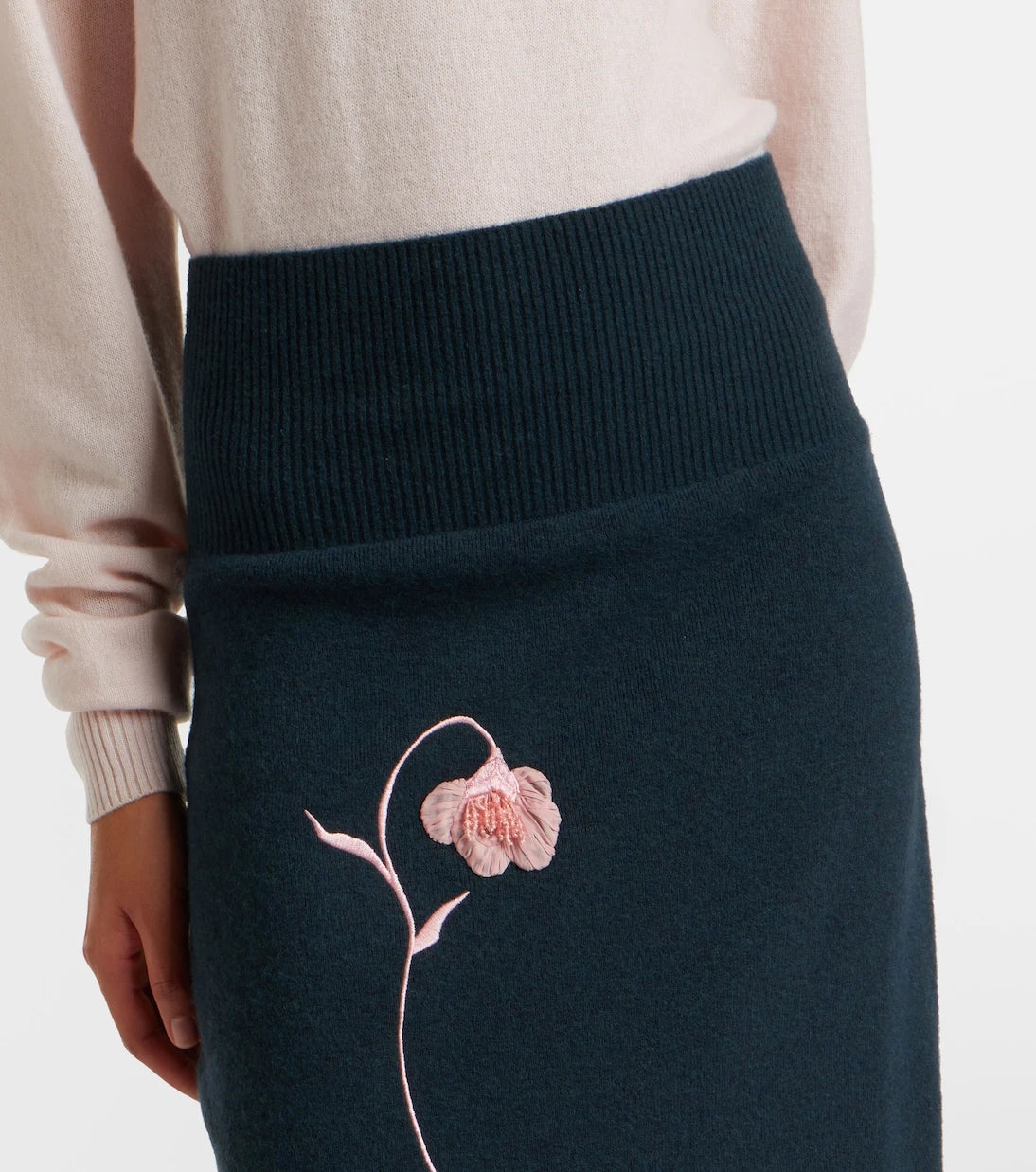 Erdem - Floral-appliqué knitted midi skirt