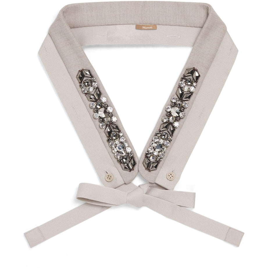 Max Mara Grey Wool Embellished Hood Cuff