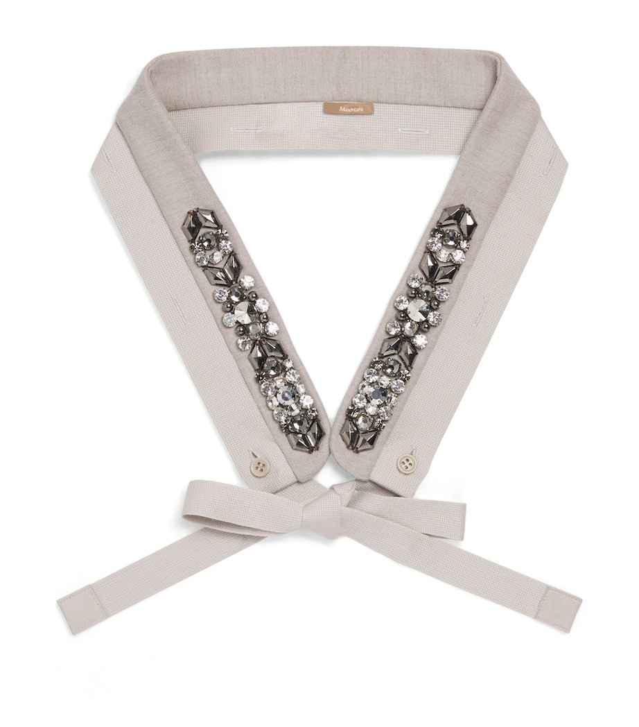 Max Mara Grey Wool Embellished Hood Cuff