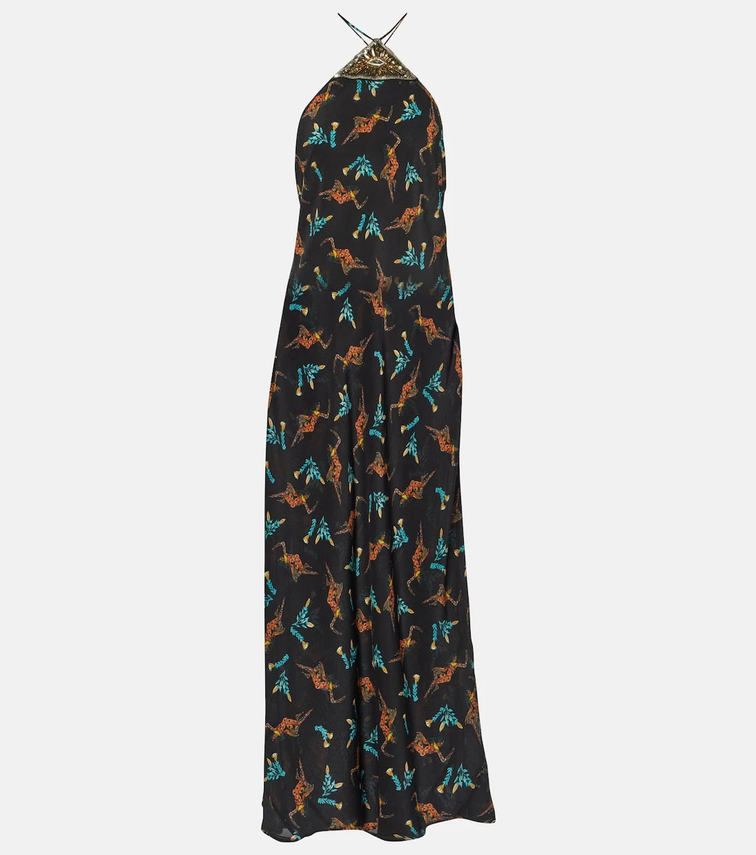 Rixo - Printed halterneck silk maxi dress