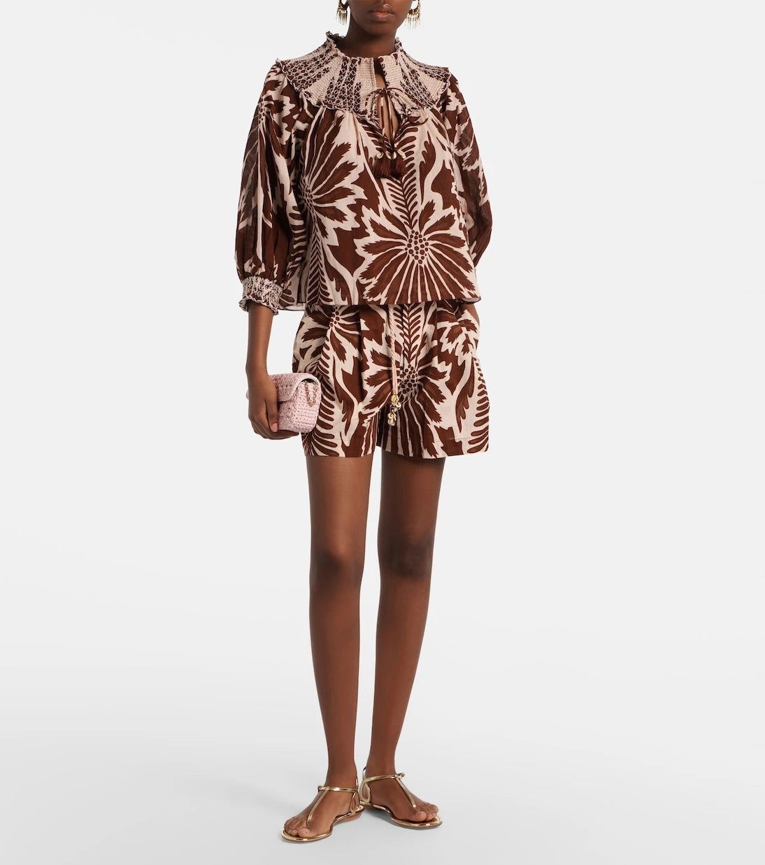 Poupette St Barth - Chantal printed belted cotton shorts